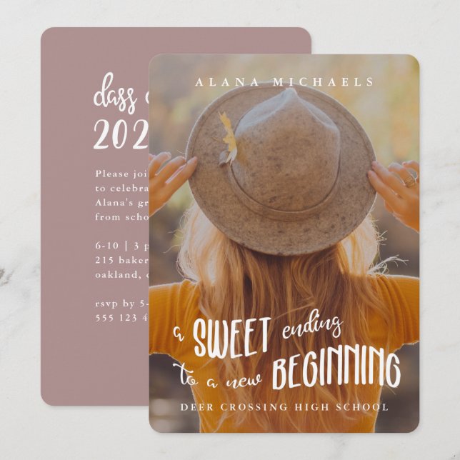 Invitation Type de lunette Photo Graduation Party Rose (Devant / Derrière)