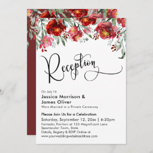 Invitation Type de réception de mariage Fleurs rouges bordeau