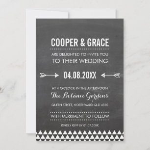 Invitation TYPE SIMPLE MARIAGE géométrique motif flèche gris