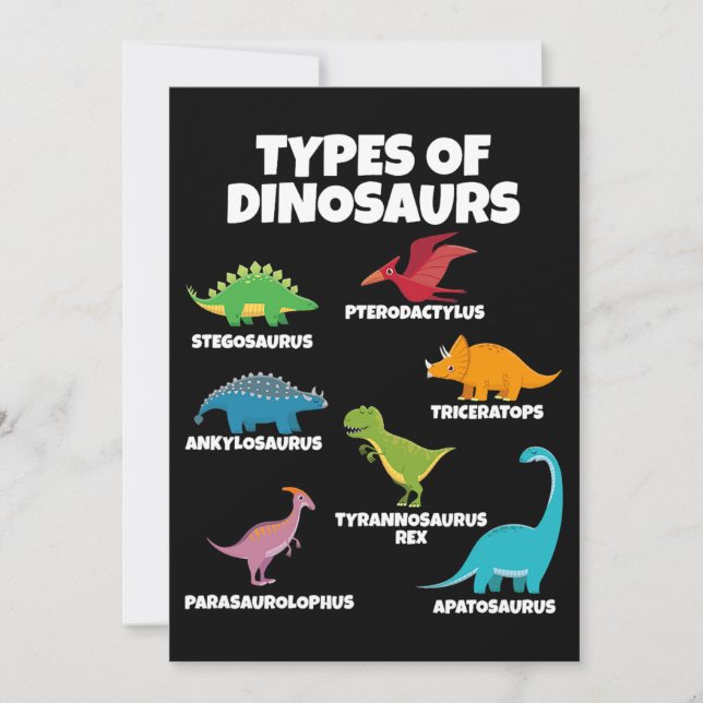 Invitation Types de Dinosaures Dinosaure Lover pour enfants (Devant)