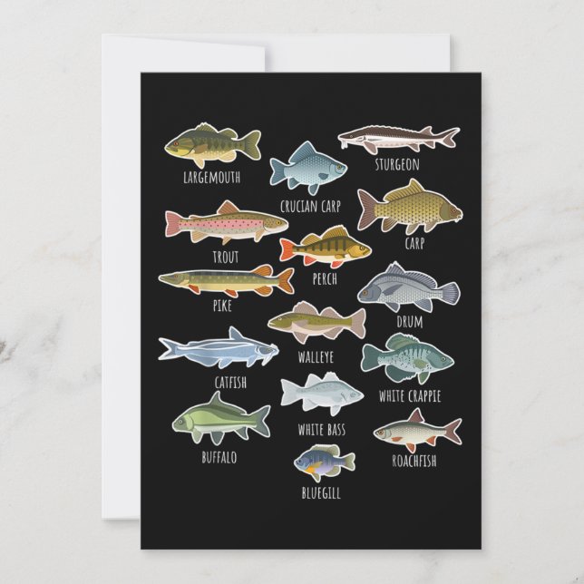 Invitation Types D'Espèces De Poissons D'Eau Douce Pêche (Devant)