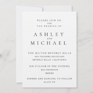 Invitation Typeset Classique Couple Formal Black-Tie Organisé
