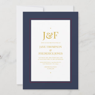 Invitation Typographie à la mode Bourgogne, Marine et Mariage