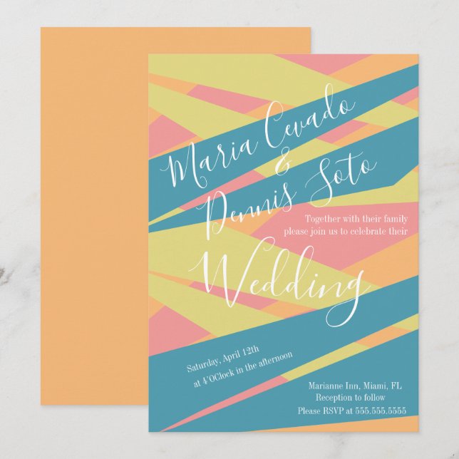 Invitation Typographie Abstraite Gras de Mariage  (Devant / Derrière)