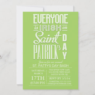 Invitation Typographie amusante St. Patrick's Day Dîner de ba