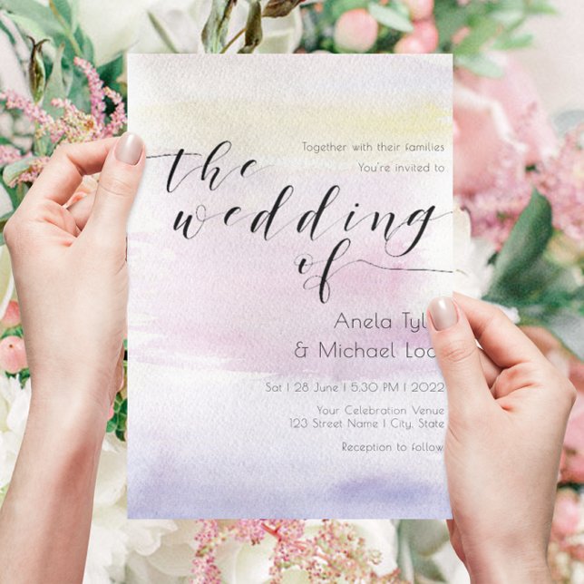 Invitation ©Typographie aquarelle pastel romantique Mariage l (Créateur téléchargé)