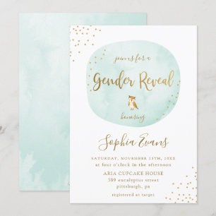 Invitation Typographie Aquarelle Sexe Révéler l'or vert