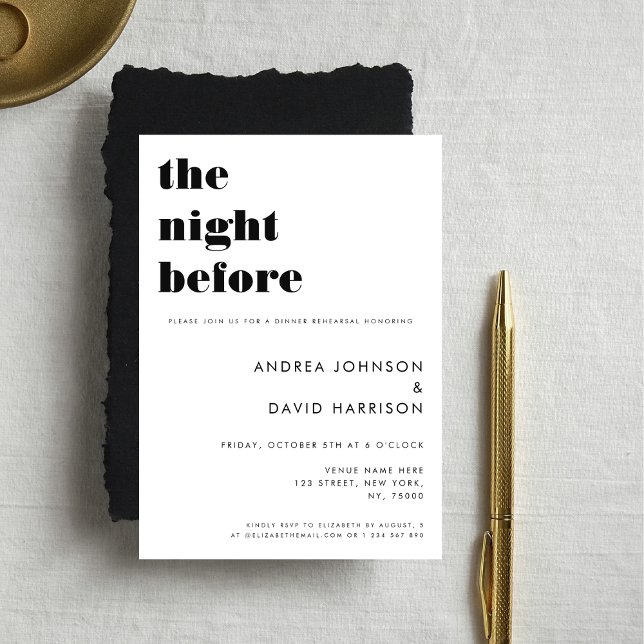 Invitation Typographie Audacieuse La Nuit Avant Le Dîner De L (Créateur téléchargé)