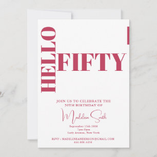 Invitation Typographie audacieuse Magenta Moderne 50e anniver
