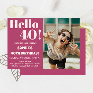 Invitation Typographie audacieuse Moderne 40ème anniversaire