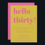 Invitation Typographie audacieuse rose jaune moderne 30e anni<br><div class="desc">Audacieuse Typographie rose vif et jaune moderne 30e anniversaire Invitation</div>