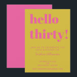 Invitation Typographie audacieuse rose jaune moderne 30e anni<br><div class="desc">Audacieuse Typographie rose vif et jaune moderne 30e anniversaire Invitation</div>