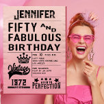 Invitation Typographie audacieuse rose moderne 50e anniversai<br><div class="desc">Typographie audacieuse rose moderne 50e anniversaire. Un look unique basé sur des billets de concerts vintages ou des affiches de concerts. Célébrez et honorez quelqu'un à une fête d'anniversaire de Cinquante et Fabuleux. Dispose d'un style de typographie amusant en noir et rose.</div>