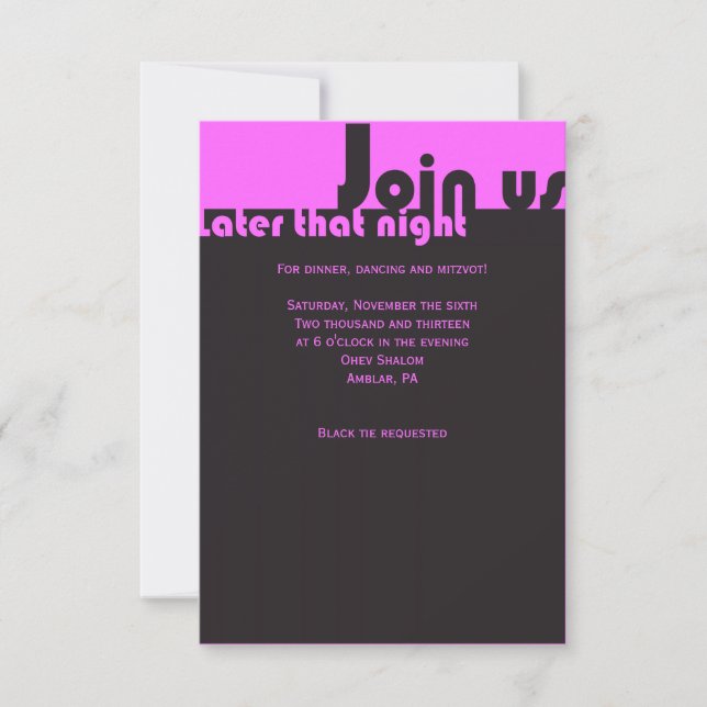 Invitation TYPOGRAPHIE Bar Bat mitzvah Party Neon (Devant)