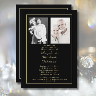 Invitation Typographie Black Gold 50e anniversaire de Mariage