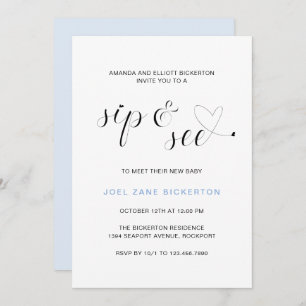 Invitation Typographie Bleue moderne Sip et voir