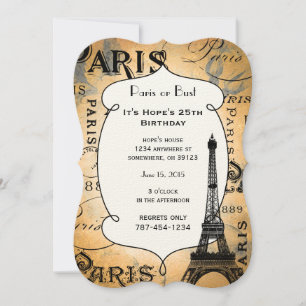 Invitation Typographie Calligraphie Paris France Tour Eiffel