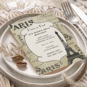 Invitation Typographie Calligraphie Paris France Tour Eiffel