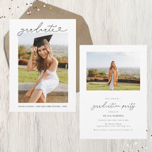 Invitation Typographie cardiaque moderne Graduation