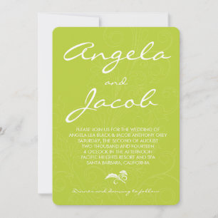 Invitation Typographie Chartreuse Vert Mariage Floral