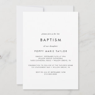 Invitation Typographie Chic Baptême