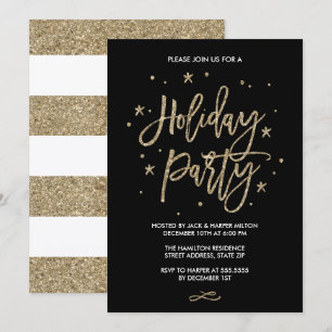 Invitation Typographie Chic Faux Gold Parties scintillant Fêt