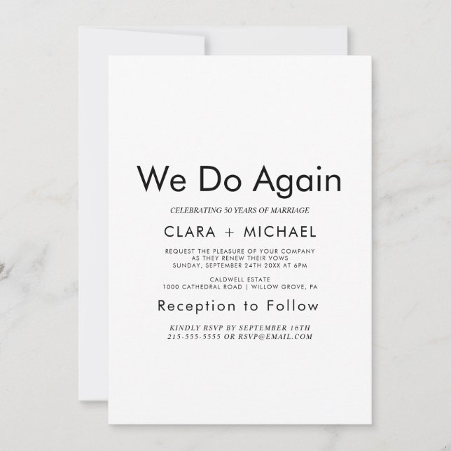 Invitation Typographie Chic "Nous le refaisons" Renouvellemen (Devant)