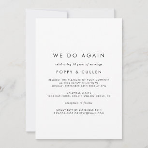 Invitation Typographie Chic Nous Réagissons Vow Renouveau