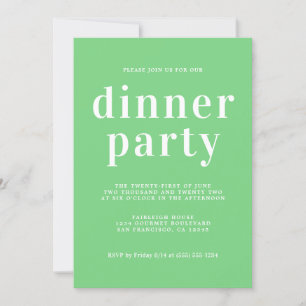 Invitation Typographie Chic Simple Dîner Vert Été