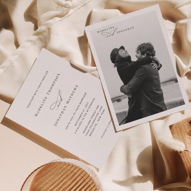 Invitation Typographie classique élégant Script Mariage photo (Créateur téléchargé)