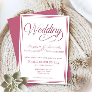 Invitation Typographie classique Rosegold Blanc Mariage forme