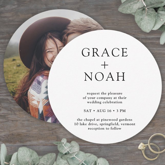 Invitation Typographie classique simple et photo Mariage mini (Créateur téléchargé)