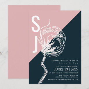 Invitation Typographie Colorblock Botanique Mariage Coton