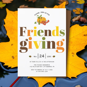 Invitation Typographie colorée citrouille Friendsgiving