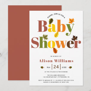 Invitation Typographie colorée terrasse automne baby shower