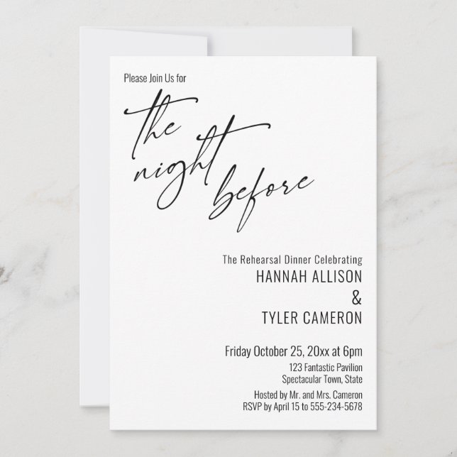 Invitation Typographie Contemporaine La Nuit Avant (Devant)