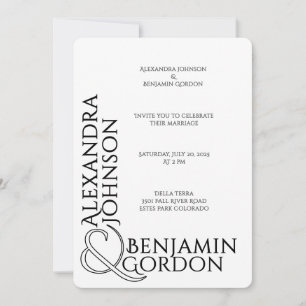 Invitation Typographie Contemporaine Moderne Mariage Chic Urb