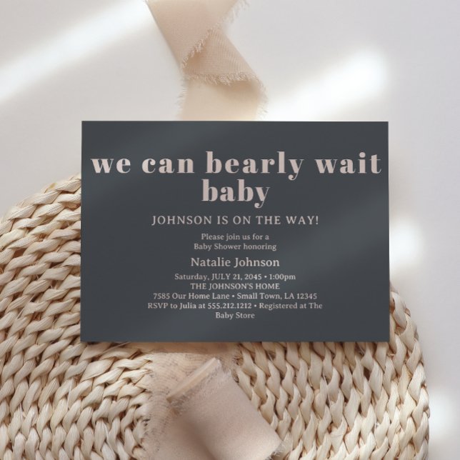 Invitation Typographie de Boho rose gris Baby shower d'attent (Créateur téléchargé)