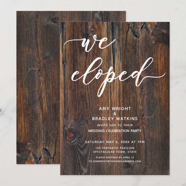 Invitation Typographie de bois texturé écriture manuscrite No (Devant / Derrière)