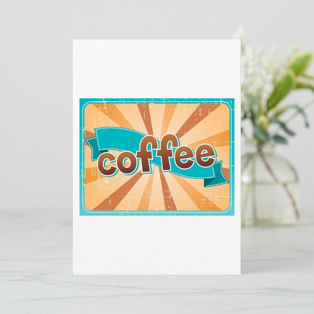 Invitation Typographie de café rétro Teal Brown Sunburst (Créateur téléchargé)