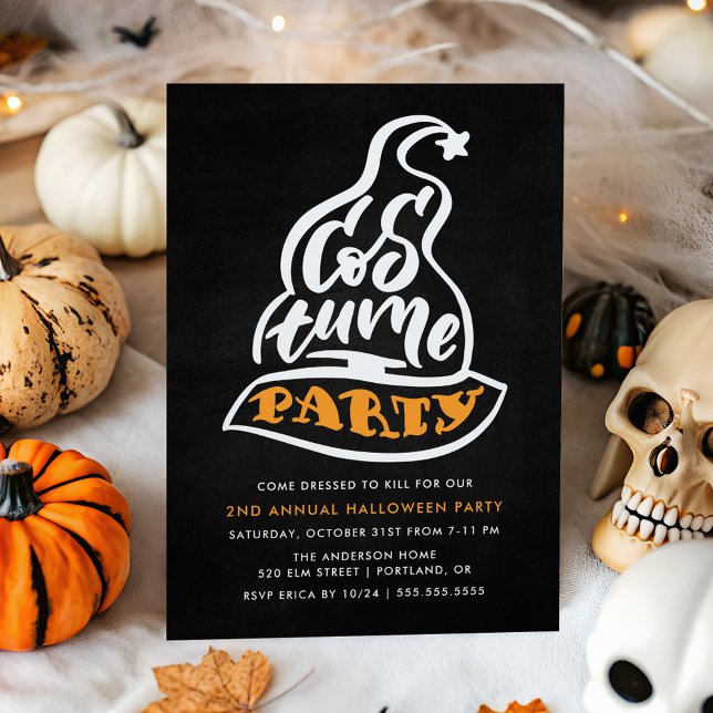 Invitation Typographie de chapeau de sorcière Fête d'Hallowee (Créateur téléchargé)