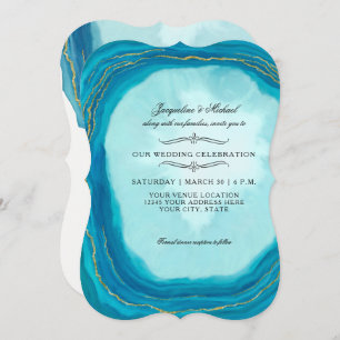 Invitation Typographie de la géode moderne simple Blue Agate 