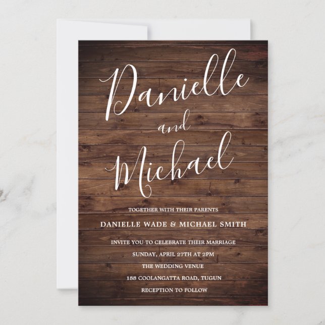 Invitation Typographie de la grange en bois rustique Mariage  (Devant)