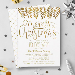 Invitation Typographie de l'effet d'huile d'or Joyeux Noël fê