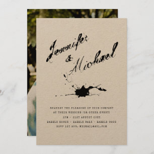 Invitation Typographie de l'encre moderne PHOTO Couples Invit