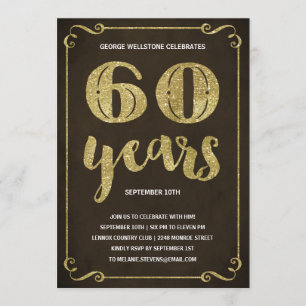 Invitation Typographie de l'or 60e anniversaire