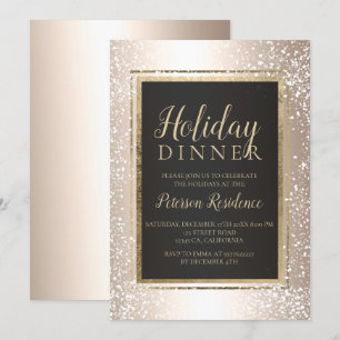 Invitation Typographie de l'or chic fête des neiges métalliqu