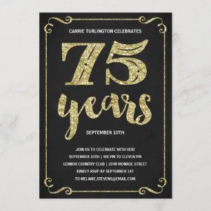 Invitation Typographie de l'or Faux Foil 75e anniversaire