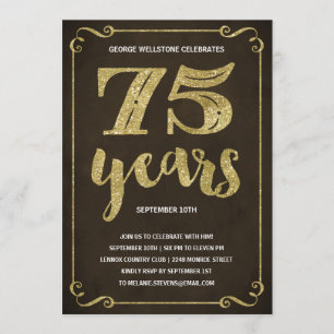 Invitation Typographie de l'or Faux Foil 75e anniversaire
