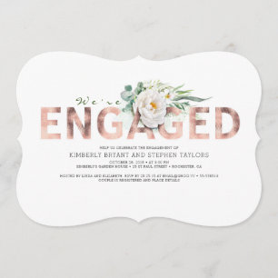 Invitation Typographie de l'or rose Parti d'engagement floral